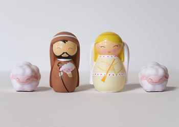 Shining Light Shepherd and Angel Nativity Playset Figures