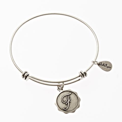 Silver Bangle with Letter F  Charm