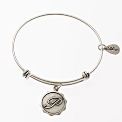 Silver Bangle with Letter P  Charm