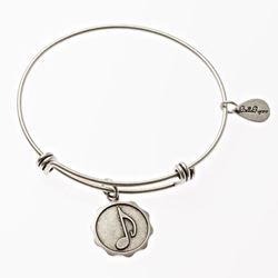 Silver Bangle with Music Note Charm