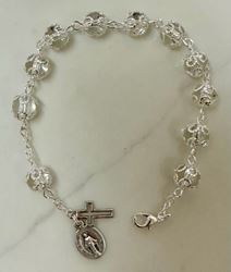 Silver Capped Crystal Bead Rosary Bracelet from Italy