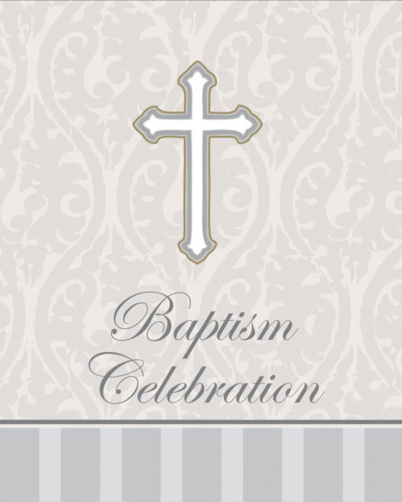 Silver Cross Baptism Invitation 8/pkg
