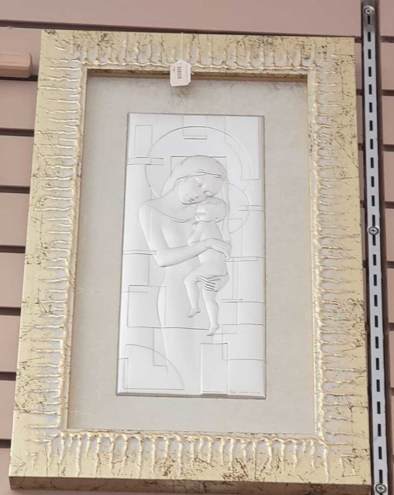 Silver Plated Madonna and Child Framed Art Made in Italy