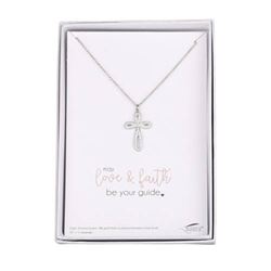 Silver Plated Pave Cross Necklace