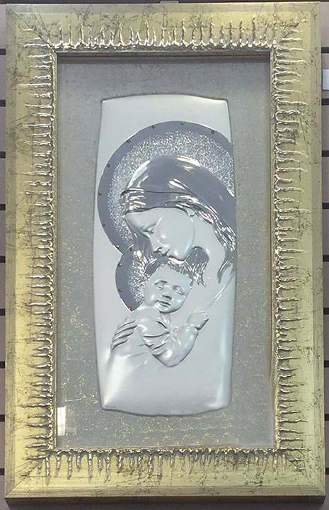Silver Plated Picture Of Mary And Jesus