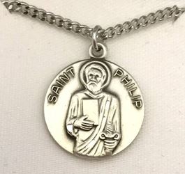 St. Philip  3/4" Sterling Silver Medal on 18" Chain