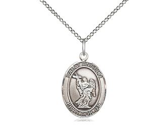 St. Angelo 3/4" Sterling Silver Medal on 18" Chain