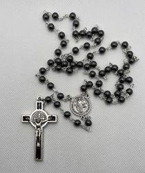 St. Benedict 6Mm Hematite  Rosary