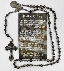 St. Benedict Battle Rosary with Gun Metal Beads