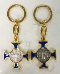 St. Benedict Keychain, Double Sided from Italy