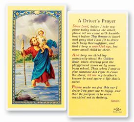 St. Christopher Drivers Prayer Laminated Prayer Card