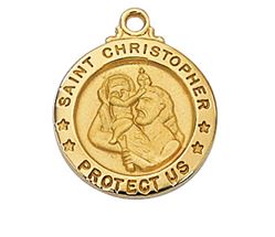 St. Christopher Gold over Sterling Medal on 18" Chain