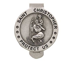 Round St. Christopher, Patron of Travelers Visor Clip