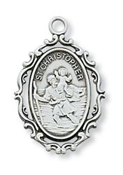 St. Christopher Sterling Silver Medal on 18" Chain