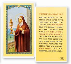 St. Clare Laminated Prayer Card