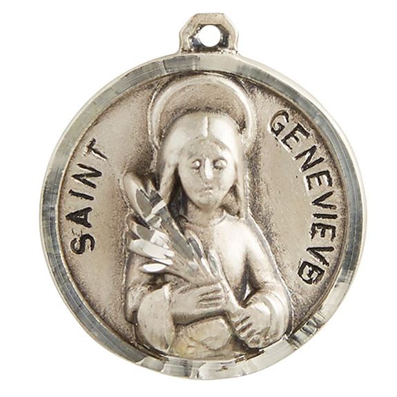 St. Genevieve Sterling Silver Pendant on 18" Chain
