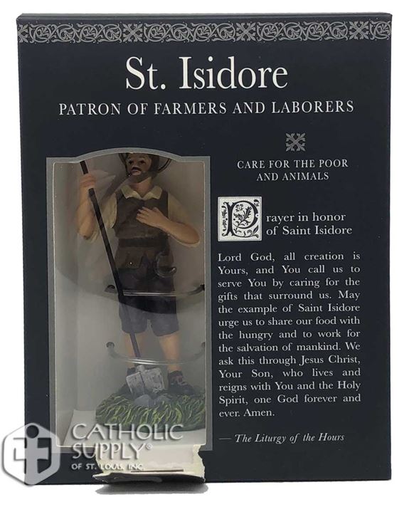 St. Isidore 4.5" Statue with Prayer Card Set