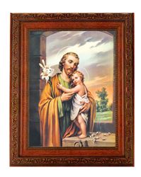 St. Joseph Picture in 10.25x12 Ornate Antiqued Mahogany Finished Frame