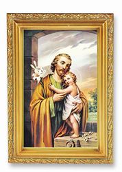 St. Joseph Picture in 4.5x6.5 Antique Gold Frame