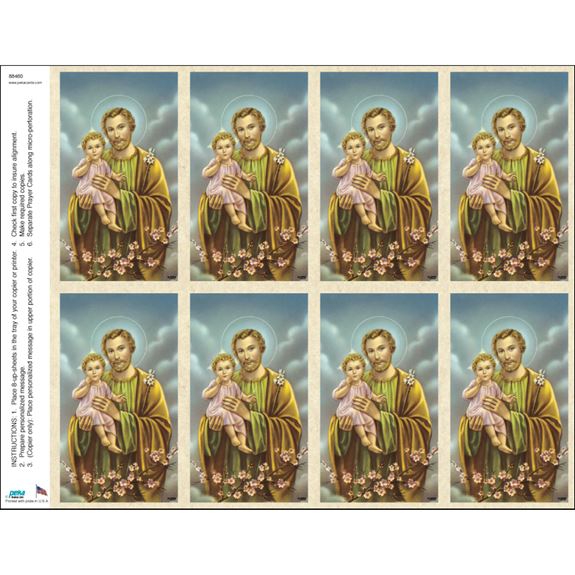St. Joseph Print Your Own Prayer Cards - 25 Sheet Pack