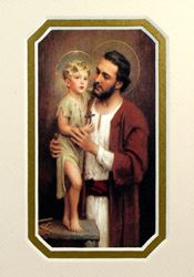 St. Joseph with Child Jesus 3.5" x 5" Matted Print