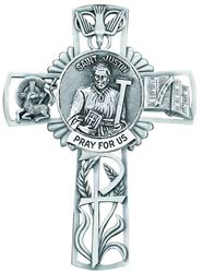 St. Justin Pewter Wall Cross