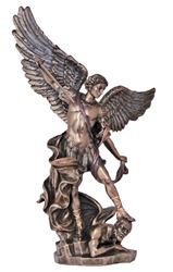 St. Michael 14.5" Statue, Lightly Painted Bronze 