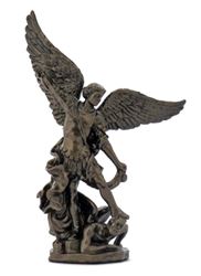 St. Michael the Archangel with Devil 4" Statue, Cold Cast Bronze