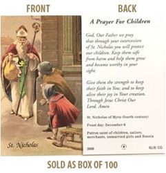 St. Nicholas A Prayer for Children Paper Prayer Card, Pack of 100