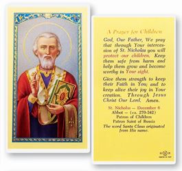 St. Nicholas Prayer For Children Holy Card