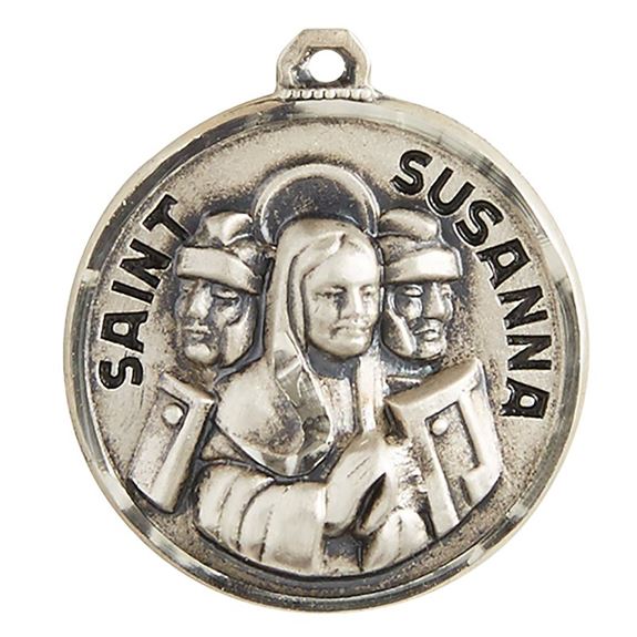 St. Susanna Sterling Silver Pendant on 18" Chain