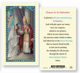 St. Valentine Laminated Prayer Card