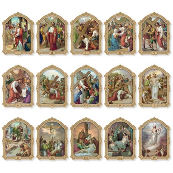 Stations Of The Cross 2-3/4" x 3-3/4" Plaque 16 Piece Set