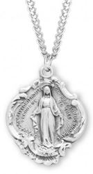 Sterling Large Baroque Miraculous Medal on 20" Chain