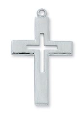 Sterling Silver Cut-Out Cross on 24 Inch Chain