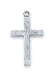 Sterling Silver Engraved Cross On 18" Chain