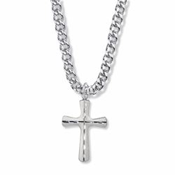 1-3/16 Inch Sterling Silver Inner Engraved Cross Necklace