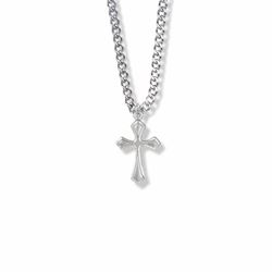 Sterling Silver Flared Border Cross on 18" Chain