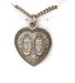 Sterling Silver Miraculous and Scapular Heart Medal on 18" Chain