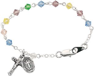 Sterling Silver Multicolored Crystal Baby Bracelet