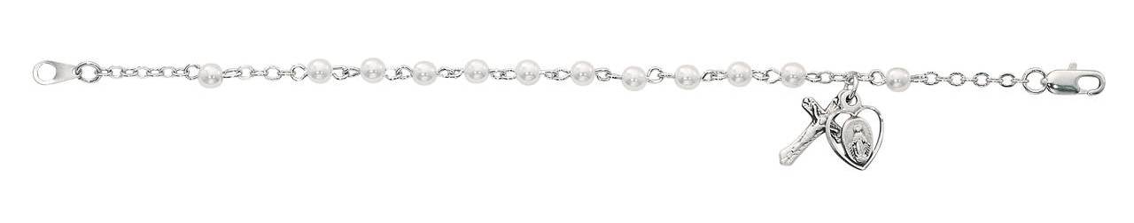 Sterling Silver Pearl Bracelet With Miraculous