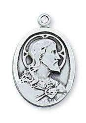 Sterling Silver Scapular Medal on 20" Chain