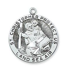 Sterling Silver St. Christopher Medal on 24" Chain
