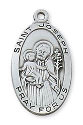 Sterling Silver St. Joseph Medal on 24" chain