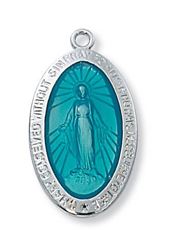 Sterling Silver w/Blue Enamel Miraculous Medal