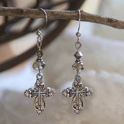 Swarovski Crystal Cross Earrings