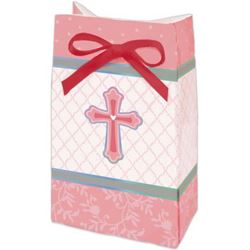 Sweet Cross Pink Paper Favor Bags w/Ribbon