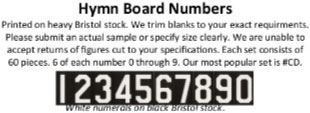 TS10023 Hymn Board Numbers "G" 60 Pieces 