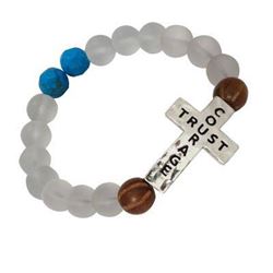 Trust/Courage Stretch Cross Bead Bracelet