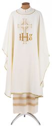 White Chasuble from Italy with IHS Cross and Plain Collar